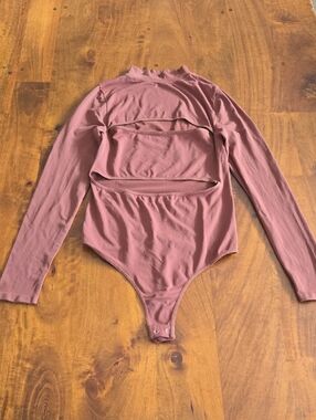 Intimately Free People Chocolate Brown Seamless Mock Neck Cut-out Bodysuit M/L